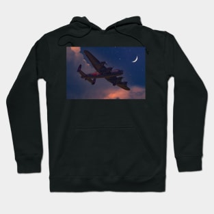 RAF Avro Lancaster Bomber in Moonlight Sky Hoodie